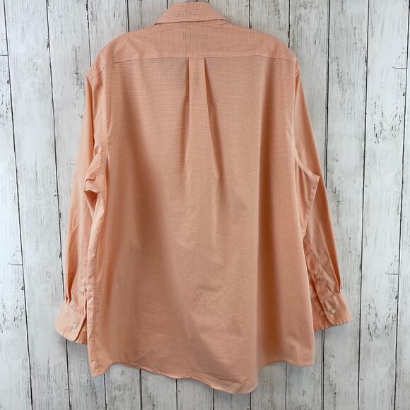 Lauren Ralph Lauren Orange Check Regular Fit UltraFlex Dress Shirt XL 17 1/2 - Picture 9 of 10